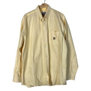 Cinch Yellow & White Stripe Western Long Sleeve Button Down L